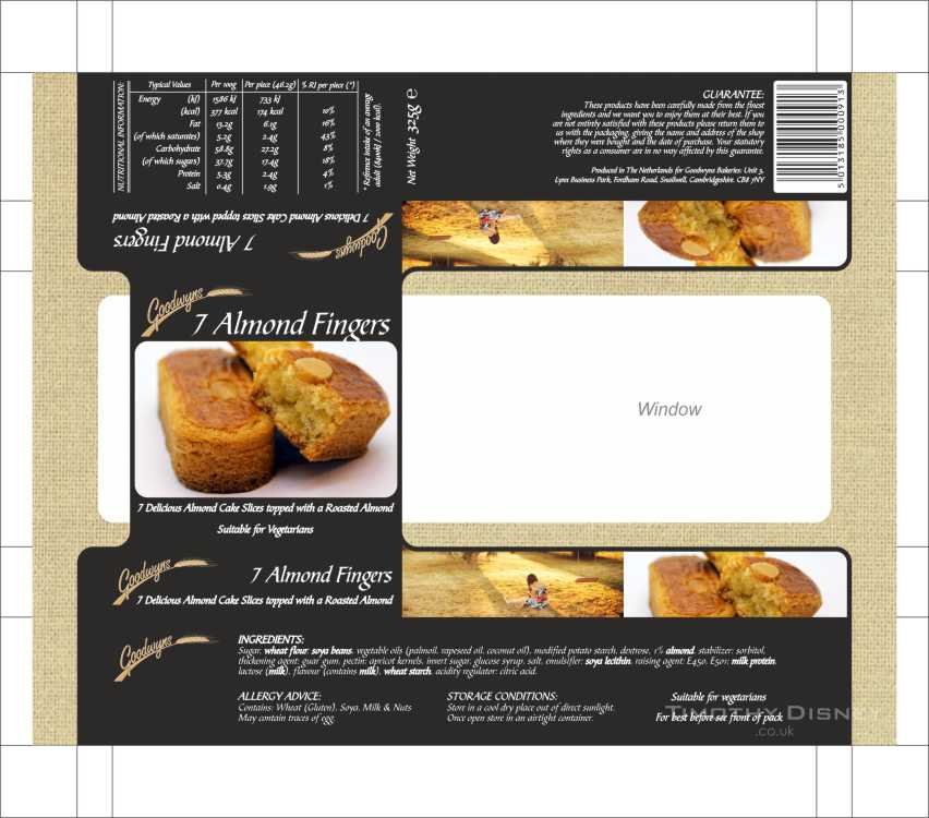 Goownyns Almond Fingers Packaging Layout Design