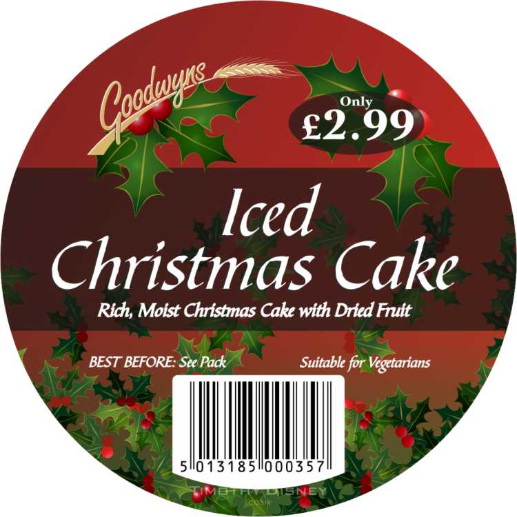 Goownyns Iced Christmas Cake (Front) Label Design