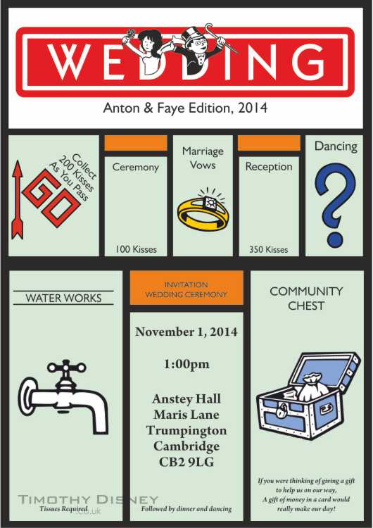 Monopoly themed Wedding Invitation